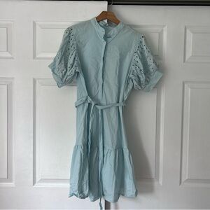 WKND WYFR Light Blue Eyelet Sleeve Dress